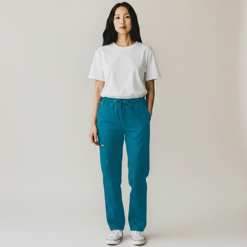 Rx Gear Scrub Pants 3XL Teal Blue NEW Women's Drawstring Cargo‎ Stretch PL139